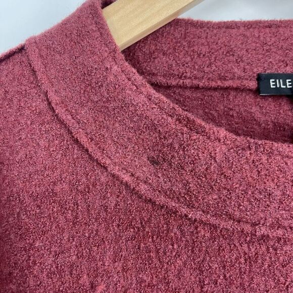 Eileen Fisher Sweater Size XL Womens Maroon Boiled Wool Mock Neck Tunic Top - Picture 7 of 12